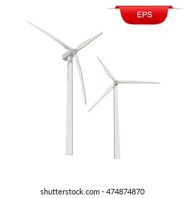 wind turbines, renewable energy, design elements, vector illustration