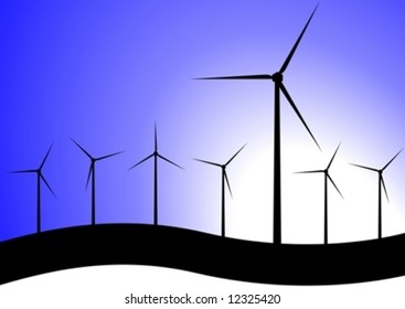 wind turbines silhouette