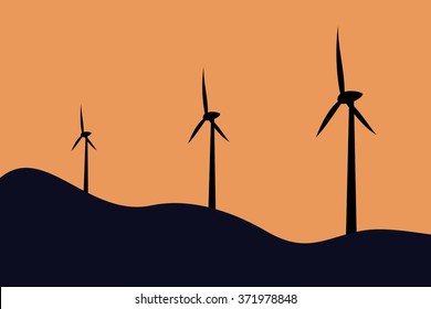 wind turbines silhouettes