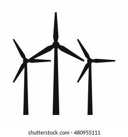 Wind turbines in simple style isolated on white background vector illustration