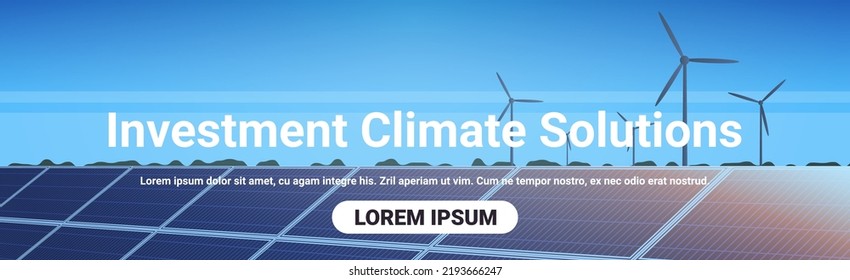 Wind Turbines And Solar Panels Energy Renewable Station In Field Waste Free World Clean Power Investment Climate Solutions Concept