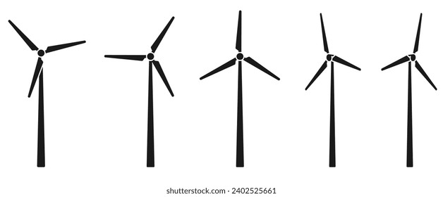 wind turbines vector. for design template, icon, logo or symbol. flat design with black color vector illustration isolated on white background. 