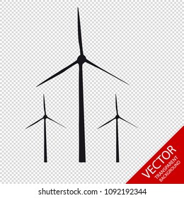 Wind Turbines - Vector Graphic Icons - Isolated On Transparent Background