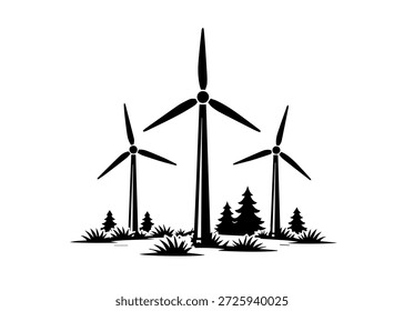 Icono del Vector de las turbinas de viento en un fondo blanco
Icono negro de Vector