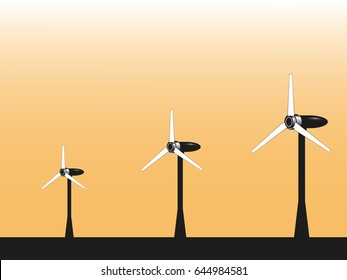 Wind turbines. Vector illustration.