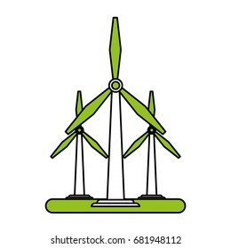 wind turbines vector illustration