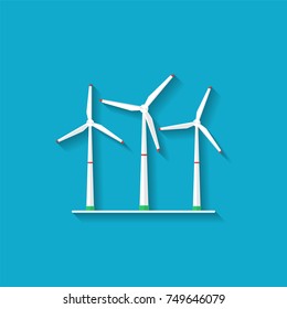 Wind turbines. Vector illustration in flat style