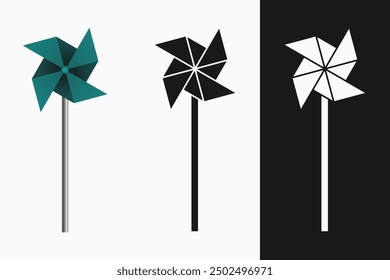 Iconos de la paleta del viento: Ilustración vectorial de los iconos de la paleta del viento con los fondos blancos y negros