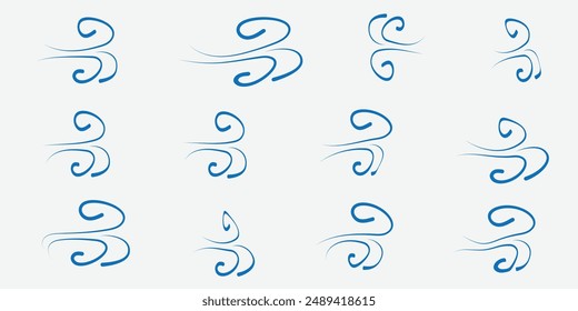 Wind vector. doodle wind blow, gust design isolated background. vector hand drawn illustration. Eps 10.