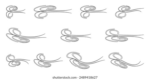 Wind vector. doodle wind blow, gust design isolated background. vector hand drawn illustration. Eps 10.