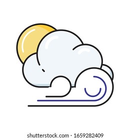 wind vector flat color icon 