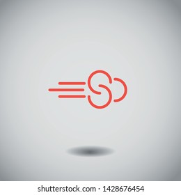 The wind vector icon. The  black flat illustration .The sign of blowing.