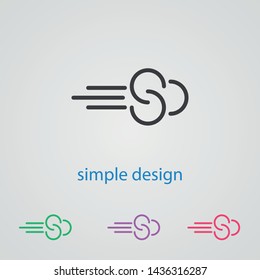The wind vector icon. The  black flat illustration .The sign of blowing.