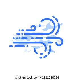 Wind vector icon. Blue pictogram from set Weather forecast isolated on white background
