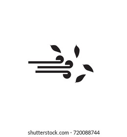 Wind vector icon with leaves isolated on white background
