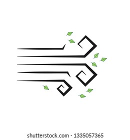 Wind vector icon, with leaves. Modern, simple flat vector illustration