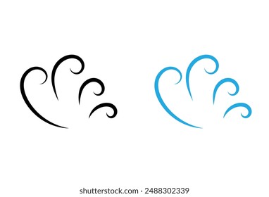 Wind vector icon. Puff of wind vector icon, air blow symbol. Simple illustration of wind vector icon for web. Vector illustration. Eps file 107.