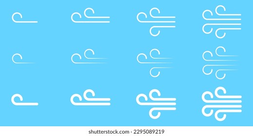 Wind vector icon set. Simple vector wind patterns.