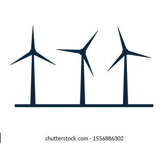 Wind vector turbine icon. Wind power energy turbine silhouette illustration tower windmill.