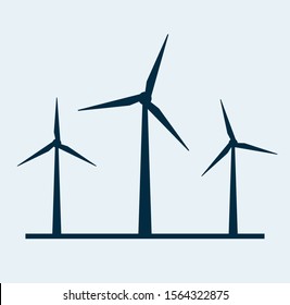 Wind vector turbine icon. Wind power energy turbine silhouette illustration tower windmill.