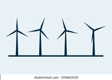 Wind vector turbine icon. Wind power energy turbine silhouette illustration tower windmill.
