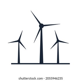 Wind vector turbine icon. Wind power energy turbine silhouette illustration tower windmill