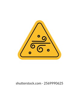 Wind warning sign flat line symbol set.