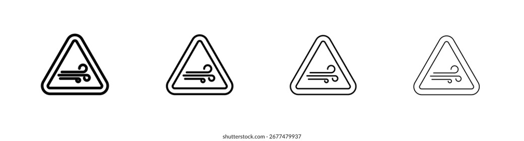 Símbolo de sinal de aviso de vento. Ilustração isolada de vetor.