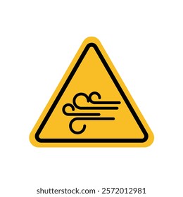 Wind warning sign in yellow color