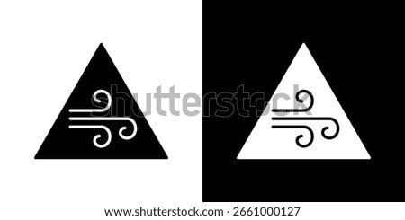 Wind warning signs. black and white line icons pack.