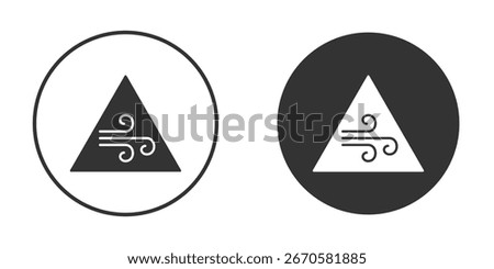 Wind warning signs in trendy flat design versions in black and white.