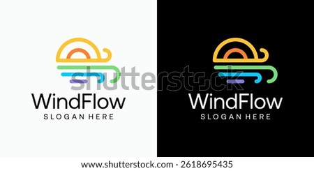Wind, water and sun line vector logo design with modern, simple, clean and abstract style. Icon for business, weather and personal branding.