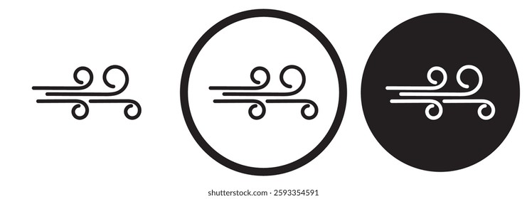 Wind and wave icon set. Weather sign. Vector line icon for Business and Advertising.
