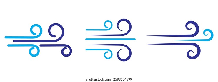 Wind and wave icon set. Weather sign. Vector line icon for Business and Advertising.