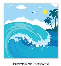 wind wave sea ocean illustration