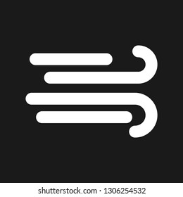 Wind weather Icon. White weather icon on dark background. Vector illustration.
