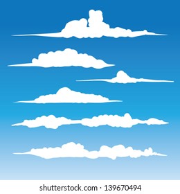 Windblown clouds vector - Collection of stylized cloud silhouettes, great for clipart or icon creation