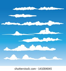 Vector de nubes de viento - Colección de siluetas de nubes estilizadas, ideal para creación de clítoros o iconos