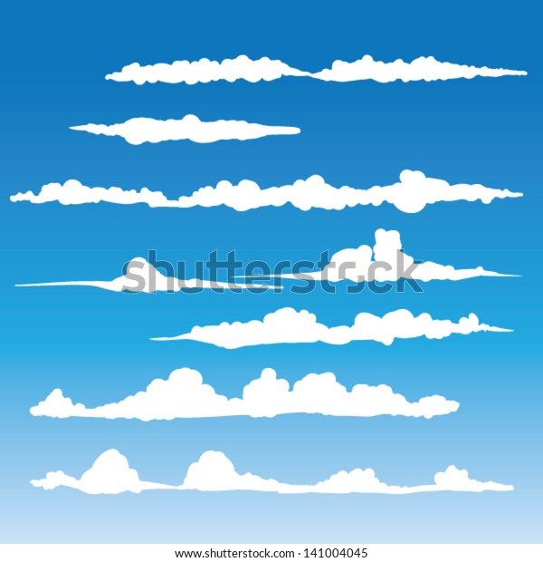 Windblown雲のベクター画像 スタイル化された雲のシルエットのコレクション クリップアートやアイコンの作成に最適 のベクター画像素材 ロイヤリティフリー