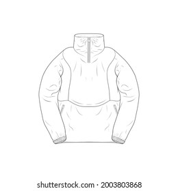 windbraker jacket drawing vector, windbraker jacket in a sketch style, vector Illustration.