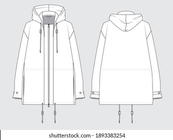 windbreaker, front and back, drawing flat sketches with vector illustration by sweettears