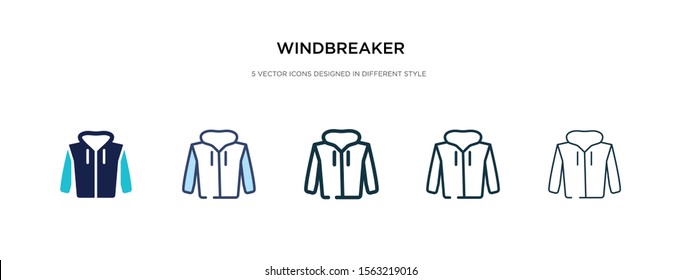 windbreaker icon in different style vector illustration. two colored and black windbreaker vector icons designed in filled, outline, line and stroke style can be used for web, mobile, ui