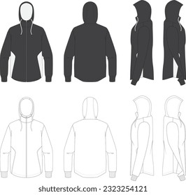 Windbreaker Jacket Fashion Flat Template