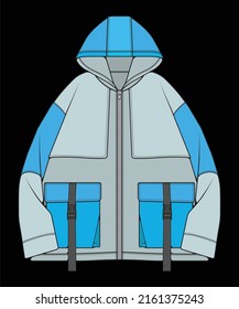Windbreaker Jacket Technical Fashion Illustration Multicolor: เวกเตอร์