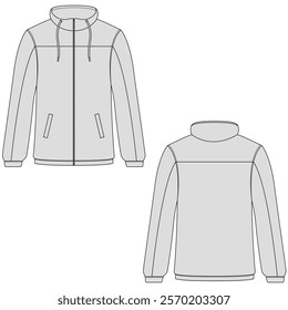 Windbreaker jacket template design. windbreaker jacket mockup	
