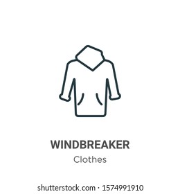 Windbreaker outline vector icon. Thin line black windbreaker icon, flat vector simple element illustration from editable  concept isolated on white background