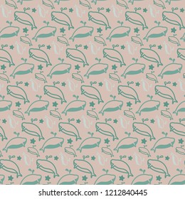 Windbreaker seamless texture with the image of whales. Suitable for printing on fabric, textiles, book decoration and other things.