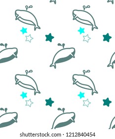 Windbreaker seamless texture with the image of whales. Suitable for printing on fabric, textiles, book decoration and other things.