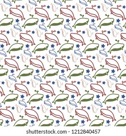 Windbreaker seamless texture with the image of whales. Suitable for printing on fabric, textiles, book decoration and other things.