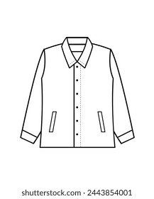 Windbreaker-Größentabelle. Vektor-Umrisssymbol isoliert auf weißem Hintergrund.